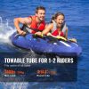 Towable Tube for Boating, 340 lbs, 1-2 Riders Inflatable Boat Tubes and Towables, 51.8" Round Water Sport Towable Tube for Boat to Pull
