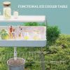 3.5ft Folding Ice Cooler Table with Drain, 2-Tier Outdoor Patio Party Cooler, Fishing Cleaning Table with Storage Shelf for Picnic BBQ Camping Wedding