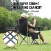Camping Folding Chair for Adults, Portable Heavy Duty Outdoor Quad Lumbar Back Padded Arm Chairs with Side Pockets