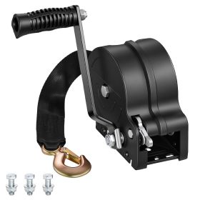 Boat Winch, 1600 lbs Hand Winch, Heavy Duty Manual Rope Crank with 20ft Orange Polyester Strap, Portable Two-Way Ratchet, 2 Speed Switchable