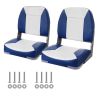 Boat Seat Low Back Fold-Down Fishing Boat Chair with Sponge Padding 2 Pack