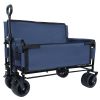 3-in-1 Convertible Folding Wagon Cart with Bench Seat & Storage - 500lbs Heavy-Duty Utility Wagon, 180L Capacity All-Terrain Wheels for Camping, Beach