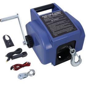12v 3500lbs Trailer Winch,Reversible Electric Winch, for Boats up to 5000 lbs.Galvanized Wire Rope,with extra pulley hook,power in and power out