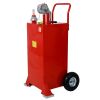 30 Gallon Gas Caddy With Wheels, Fuel Transfer Tank Gasoline Diesel Can Reversible Rotary Hand Siphon Pump