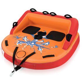 2 Person Water Sport Inflatable Towable Tubes for Boating (Color: Orange)
