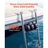 Boat Ladder, 4 Steps, Stainless Steel Telescoping Folding Swim Deck Ladder for Rear Entry Inboard