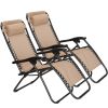 Set of 2 Zero Cravity Lounge Chairs,Outdoor Patio Folding Recliners for Pool Beach with Pillow and Cup Holder