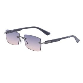 Fashion frameless sunscreen sunglasses women's trendy high-end ins wood grain sunglasses men's wholesale (Color: C5 Gray Orange)