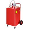 Fuel Caddy, 35 Gallon, Gas Storage Tank on 4 Wheels, with Manuel Transfer Pump, Gasoline Diesel Fuel Container for Cars, Lawn Mowers, ATVs, Boats