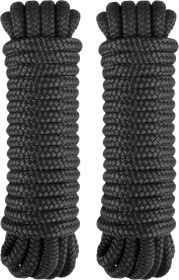 Dock Lines - Marine Grade Nylon Boat Rope with 12" Loop for Docking and Mooring - Double Braided Boat Lines, High Strength, Easy Handling (Color: Black)