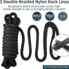 Dock Lines - Marine Grade Nylon Boat Rope with 12" Loop for Docking and Mooring - Double Braided Boat Lines, High Strength, Easy Handling