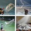 American Saltwater Fishing Cast Net for Bait Trap Fish 3ft/4ft/5ft/6ft/7ft/8ft/9ft/10ft Radius Freshwater Casting Nets with Heavy Duty Real Zinc Sinke