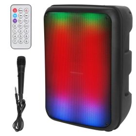 1Pc Portable Wireless Party Speaker 8in Colorful Lights DJ PA System With TWS Function FM Radio USB MMC Card Reading Aux In Recording Function Mi (Option: Black)